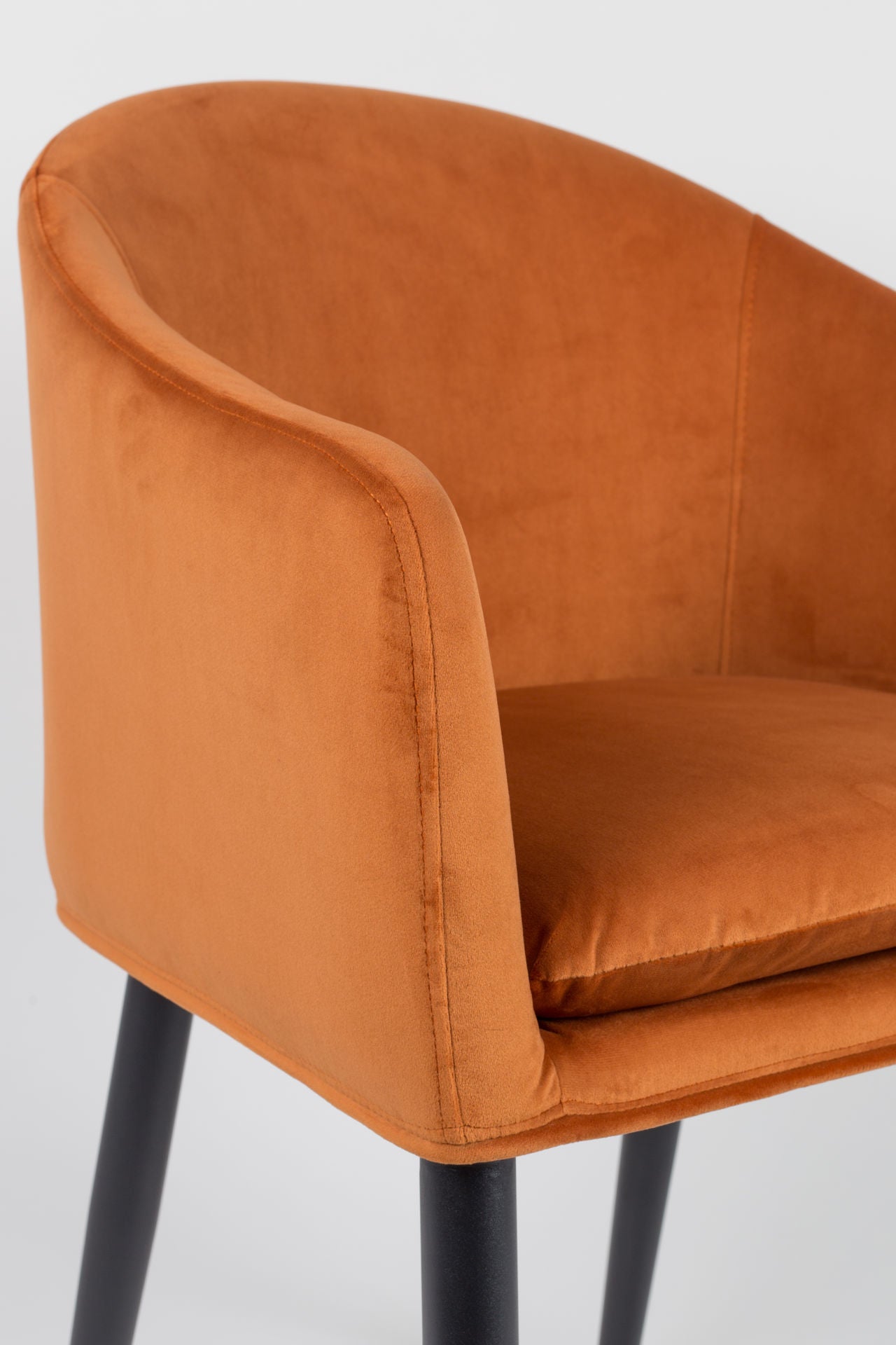 Nancy's Kalifornsky Eetkamerstoel - Keukenstoel - Retro - Oranje / Zwart - Fluweel / Staal
