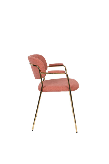 Nancy's East Grand Forks Chair - Retro - Goud, Roze - Polyester, Multiplex, Staal - 56 cm x 60,5 cm x 78 cm