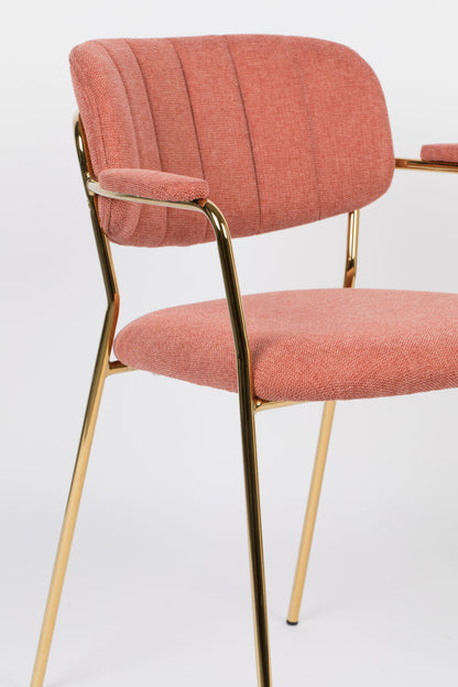 Nancy's East Grand Forks Chair - Retro - Goud, Roze - Polyester, Multiplex, Staal - 56 cm x 60,5 cm x 78 cm