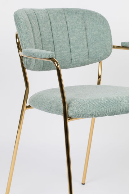 Nancy's Edgemere Chair - Retro - Gold, Light Green - Polyester, Plywood, Steel - 56 cm x 60.5 cm x 78 cm