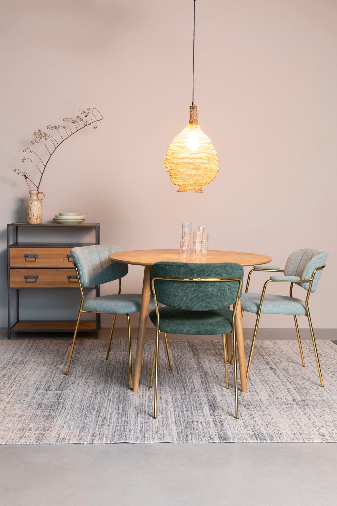 Nancy's Edgemere Chair - Retro - Gold, Light Green - Polyester, Plywood, Steel - 56 cm x 60.5 cm x 78 cm