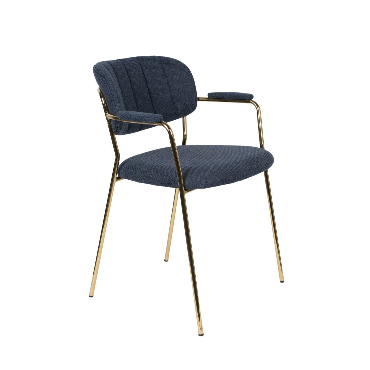 Nancy's Succasunna Stoel - Retro - Goud, Donkerblauw - Polyester, Multiplex, Staal - 56 cm x 60,5 cm x 78 cm