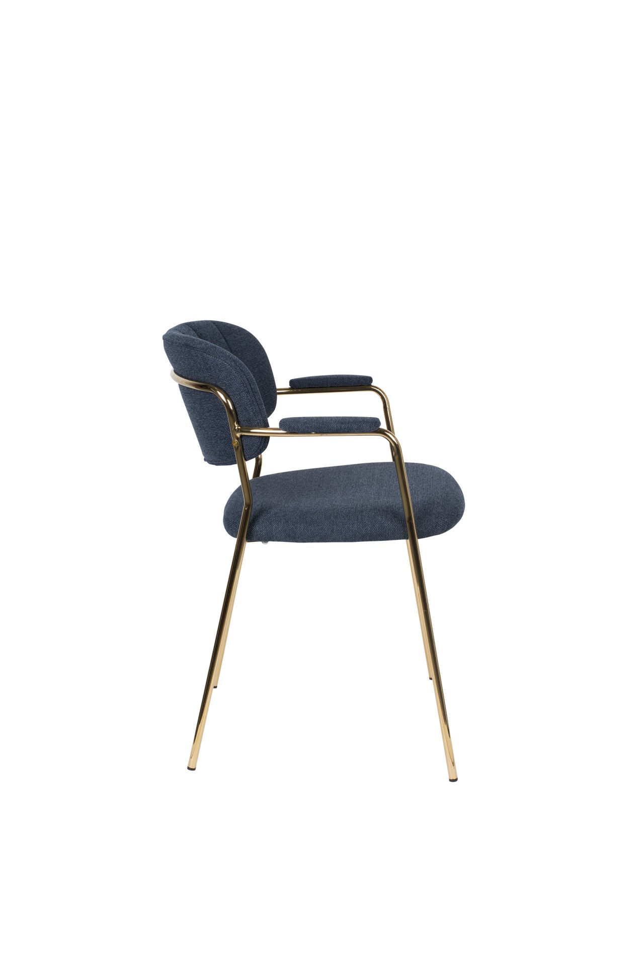 Nancy's Succasunna Stoel - Retro - Goud, Donkerblauw - Polyester, Multiplex, Staal - 56 cm x 60,5 cm x 78 cm