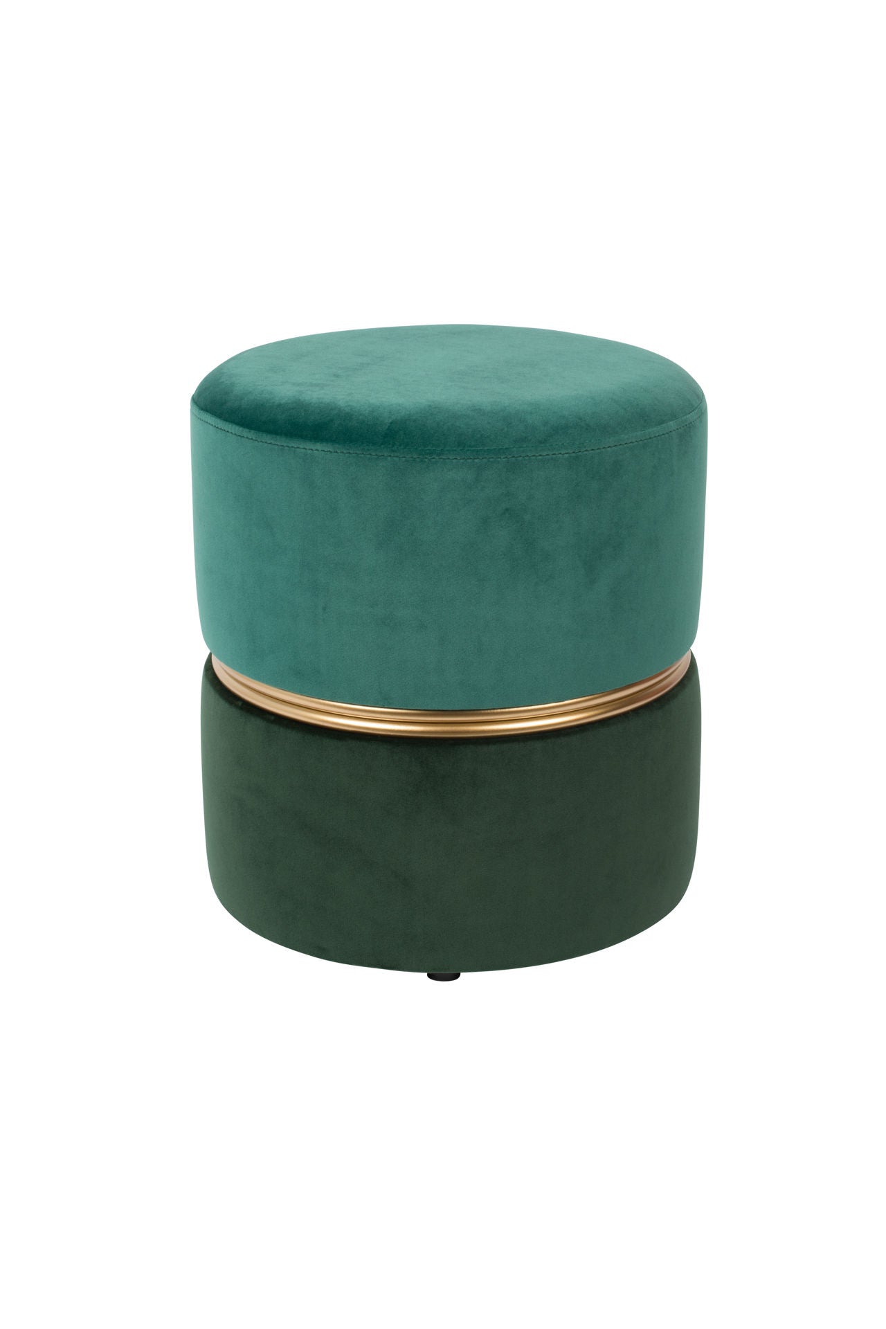 Nancy's Mystic Island Kruk - Poef - Hocker - Retro - Groen / Goud - Velvet - ± Ø 35 x 40 cm