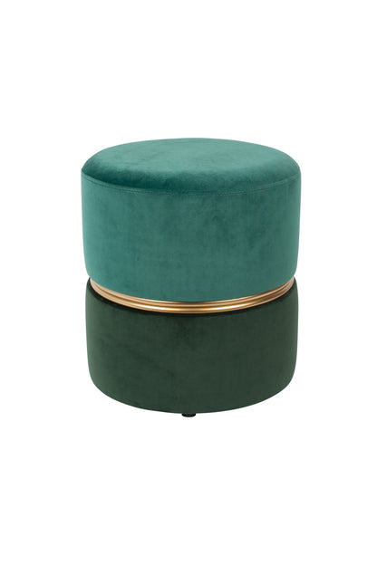 Nancy's Mystic Island Kruk - Poef - Hocker - Retro - Groen / Goud - Velvet - ± Ø 35 x 40 cm