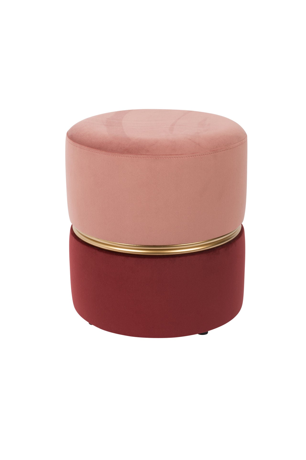 Nancy's Willow Street Kruk - Poef - Roze / Goud - Velvet - ± Ø 35 x 40 cm