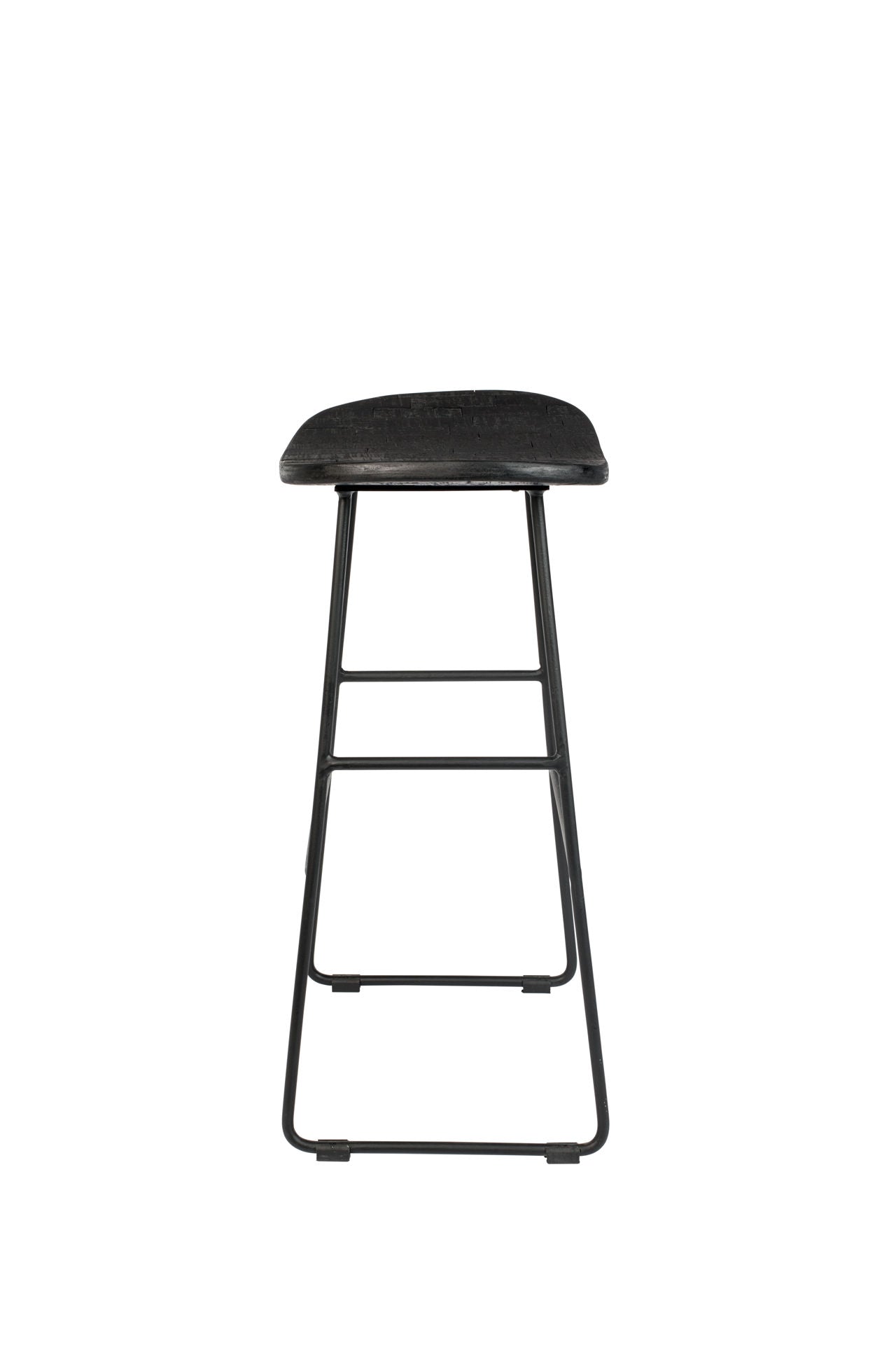 Nancy's Summit View Stool - Modern - Black - Steel, Plastic, Teak - 30 cm x 40 cm x 65 cm