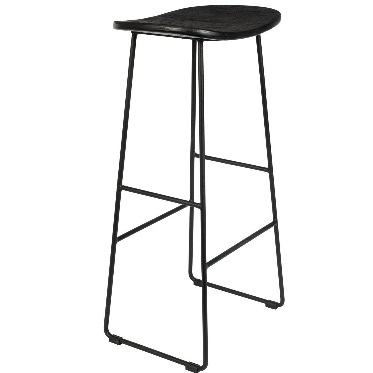 Nancy's Humboldt Stool - Modern - Black - Steel, Plastic, Teak - 30 cm x 40 cm x 80 cm