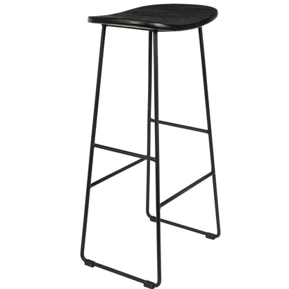 Tabouret Humboldt de Nancy - Moderne - Noir - Acier, Plastique, Teck - 30 cm x 40 cm x 80 cm