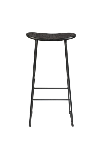 Tabouret Humboldt de Nancy - Moderne - Noir - Acier, Plastique, Teck - 30 cm x 40 cm x 80 cm