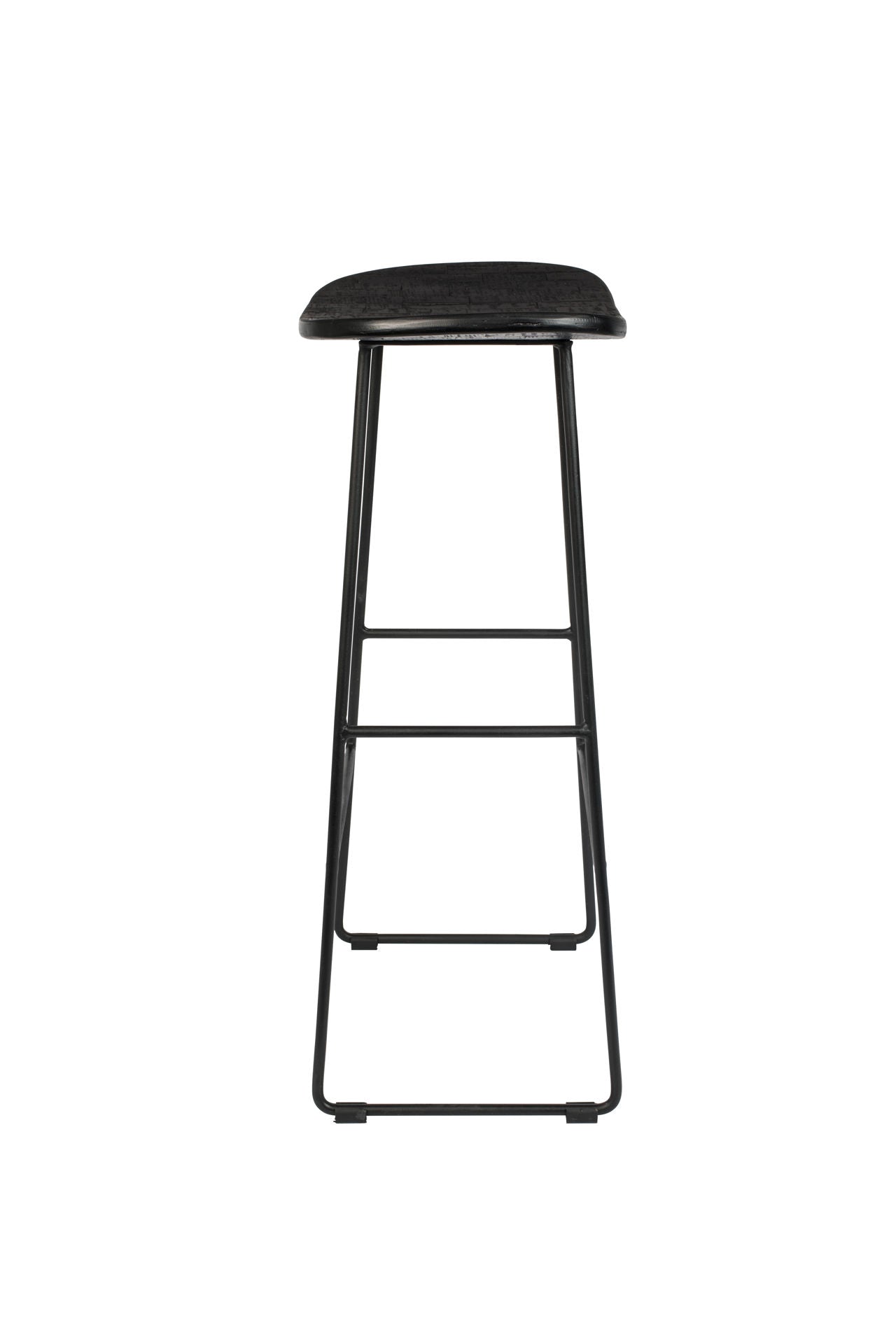 Tabouret Humboldt de Nancy - Moderne - Noir - Acier, Plastique, Teck - 30 cm x 40 cm x 80 cm