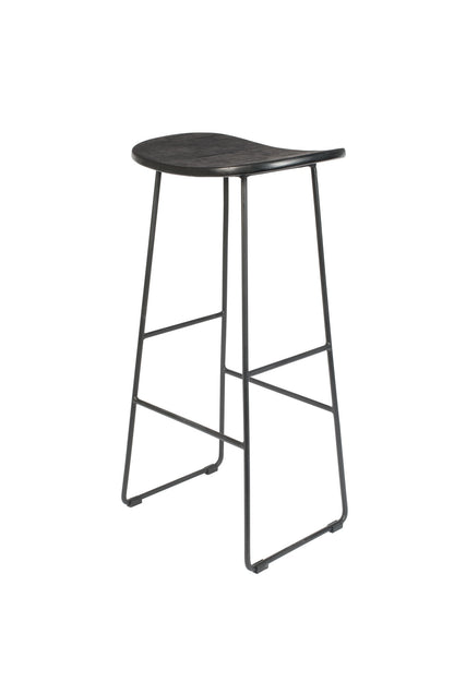 Nancy's Humboldt Stool - Modern - Black - Steel, Plastic, Teak - 30 cm x 40 cm x 80 cm