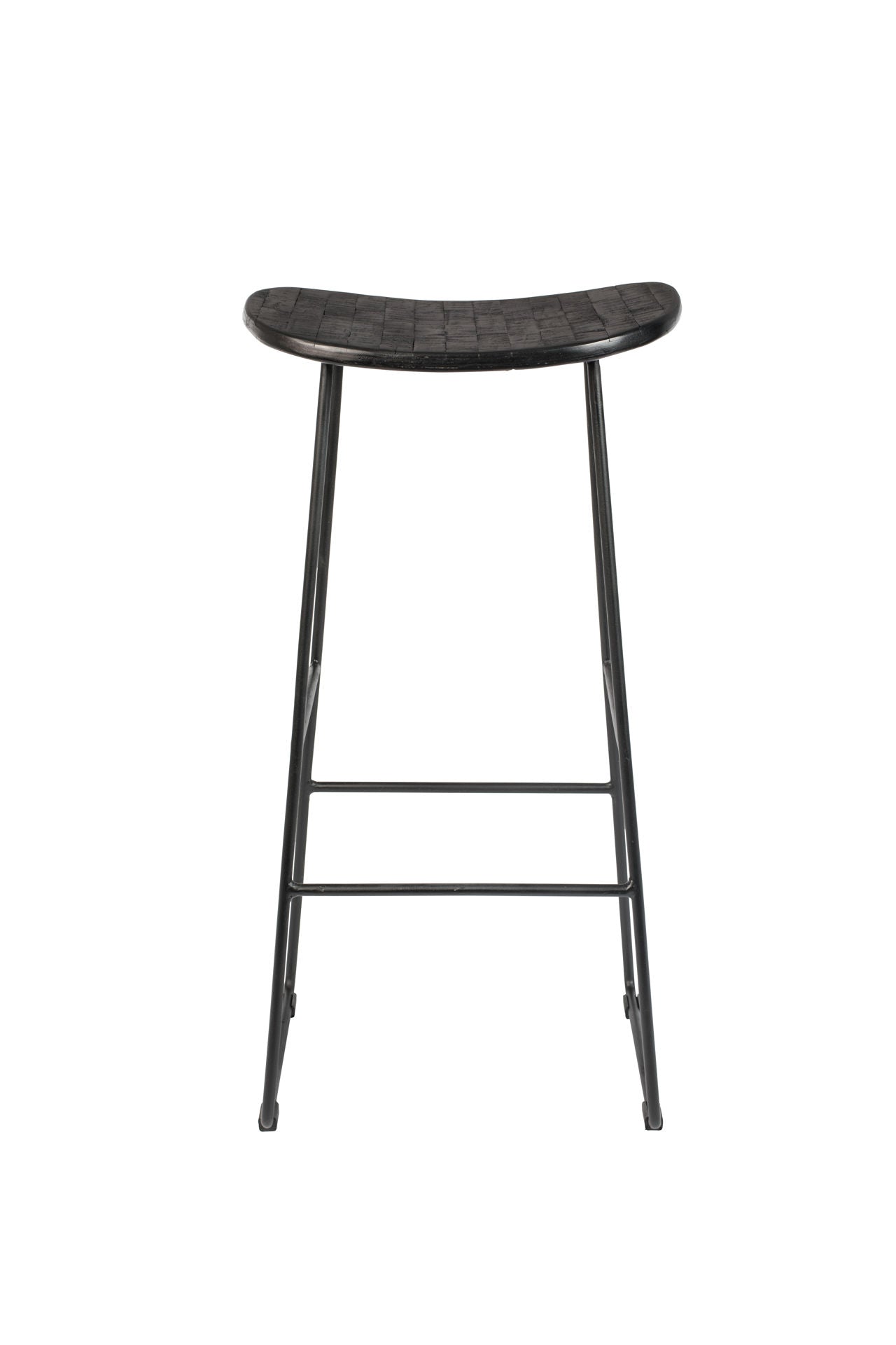 Tabouret Humboldt de Nancy - Moderne - Noir - Acier, Plastique, Teck - 30 cm x 40 cm x 80 cm