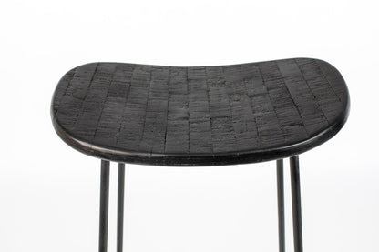 Nancy's Humboldt Stool - Modern - Black - Steel, Plastic, Teak - 30 cm x 40 cm x 80 cm