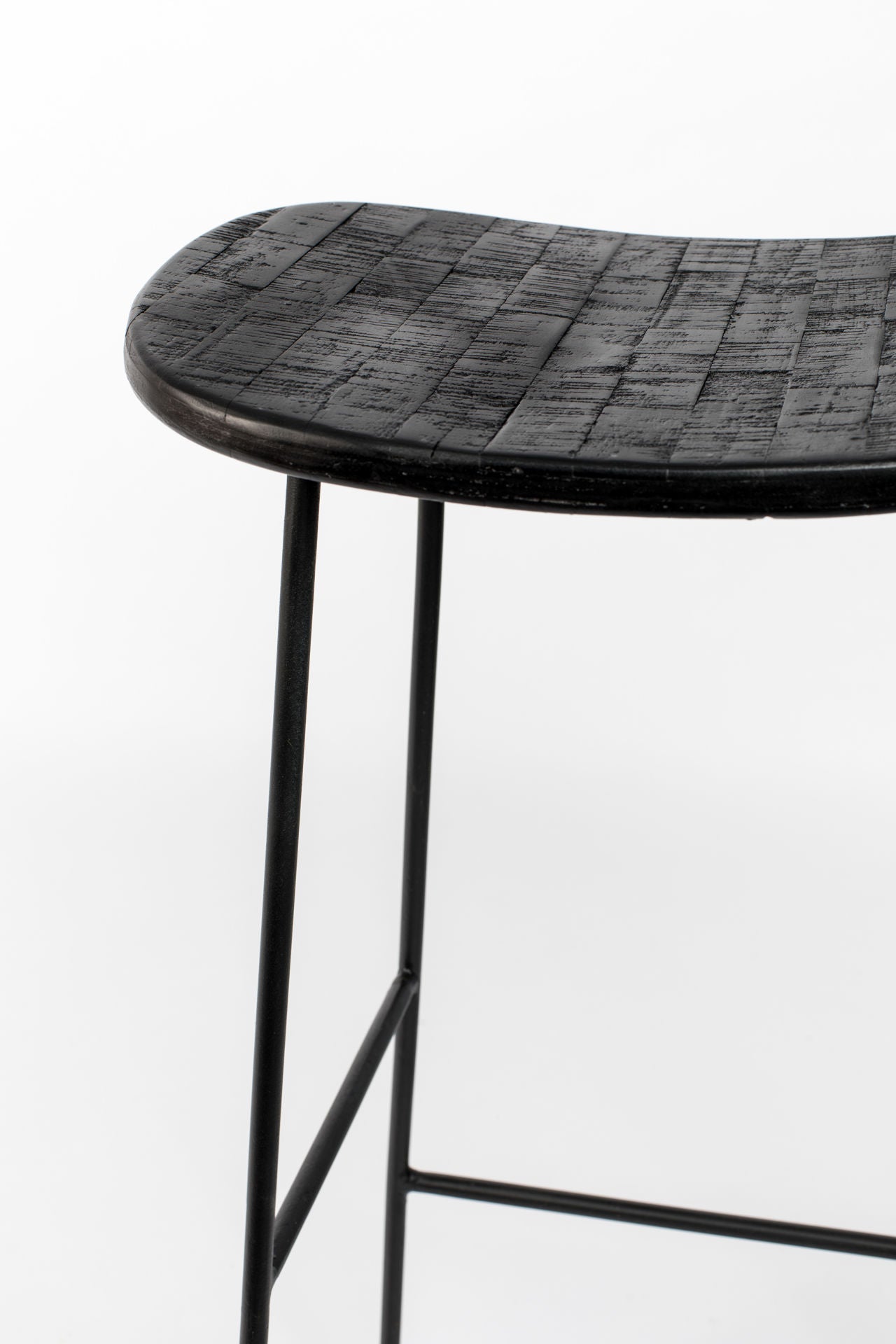 Nancy's Humboldt Stool - Modern - Black - Steel, Plastic, Teak - 30 cm x 40 cm x 80 cm