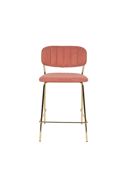 Tabouret Fort Mitchell de Nancy - Moderne - Or, Rose - Polyester, Acier, Pu - 54 cm x 48 cm x 89 cm