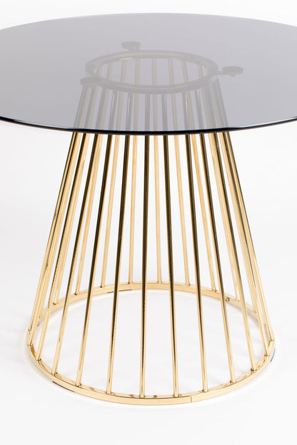 Table Gering de Nancy - Moderne - Or, Noir - Verre, Fer, Plastique - 104 cm x 104 cm x 75 cm