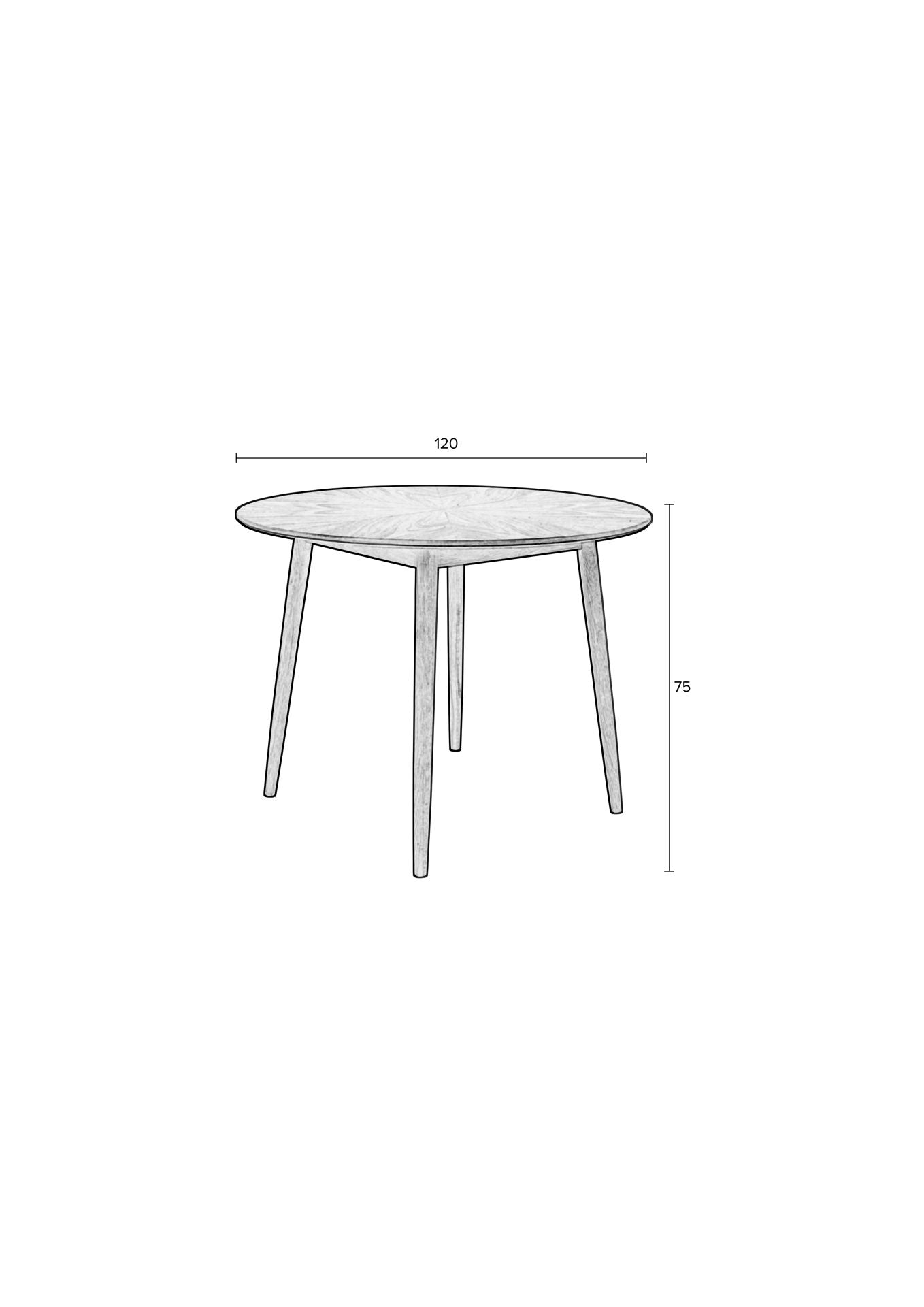 Nancy's Muyano Eettafel - Eetkamertafel - Keukentafel - Zwart - Eikenhout - Ø 120 x 75 cm