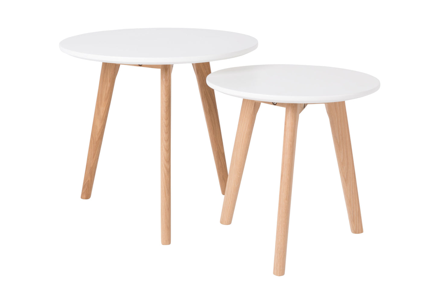 Table Eatontown de Nancy - Moderne - Naturel, Blanc - MDF, PU, ​​Chêne - 50 cm x 50 cm x 45 cm