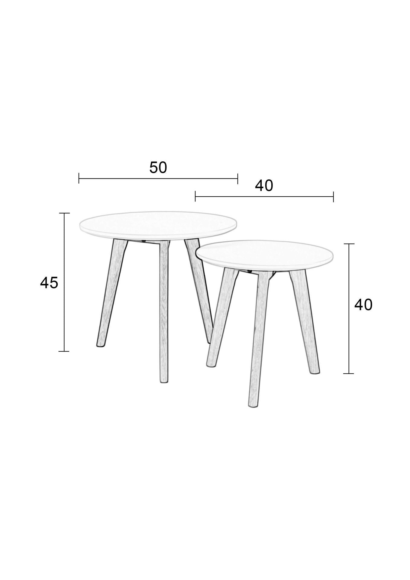 Nancy's Eatontown Table - Modern - Natural, White - MDF, PU, ​​Oak - 50 cm x 50 cm x 45 cm