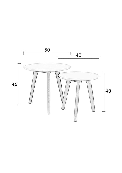 Nancy's Eatontown Table - Modern - Natural, White - MDF, PU, ​​Oak - 50 cm x 50 cm x 45 cm