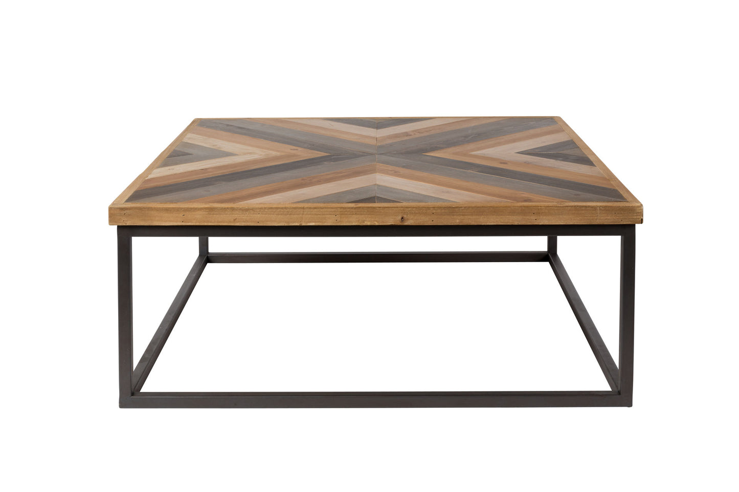 Nancy's Leeds Tafel - Modern - Bruin, Naturel, Zwart - Hout, Mdf, IJzer - 81 cm x 81 cm x 32 cm