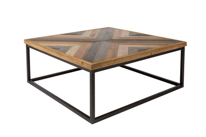 Nancy's Leeds Tafel - Modern - Bruin, Naturel, Zwart - Hout, Mdf, IJzer - 81 cm x 81 cm x 32 cm