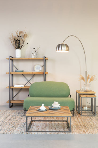 Nancy's Leeds Tafel - Modern - Bruin, Naturel, Zwart - Hout, Mdf, IJzer - 81 cm x 81 cm x 32 cm