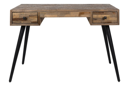 Nancy's Delavan Bureau - Computertafel - Laptoptafel - Bruin / Zwart - Teak / Staal - ± 110 x 55 x 75 cm