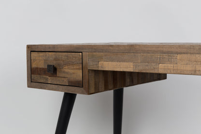 Nancy's Delavan Desk - Industrieel - Bruin, Zwart - Mdf, Teak, Staal - 56 cm x 118 cm x 76 cm