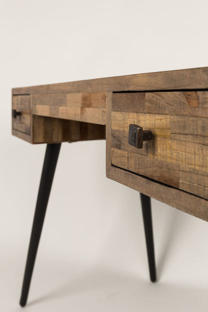 Nancy's Delavan Desk - Industrial - Brown, Black - MDF, Teak, Steel - 56 cm x 118 cm x 76 cm