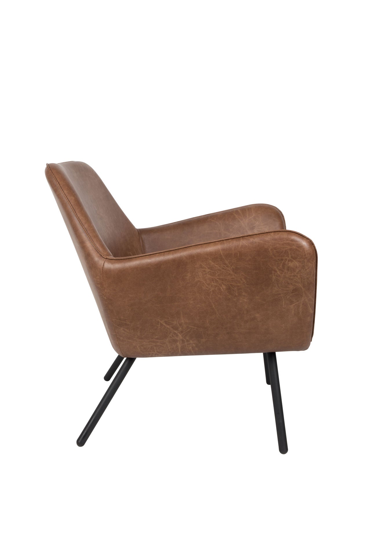 Nancy's Healdsburg Lounge Chair - Industrieel - Bruin, Zwart - Pu-Leer, Schuim, Multiplex - 76 cm x 80 cm x 78 cm