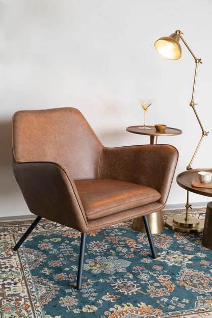 Nancy's Healdsburg Lounge Chair - Industrieel - Bruin - Pu-Leer, Schuim, Multiplex - 76 cm x 80 cm x 78 cm