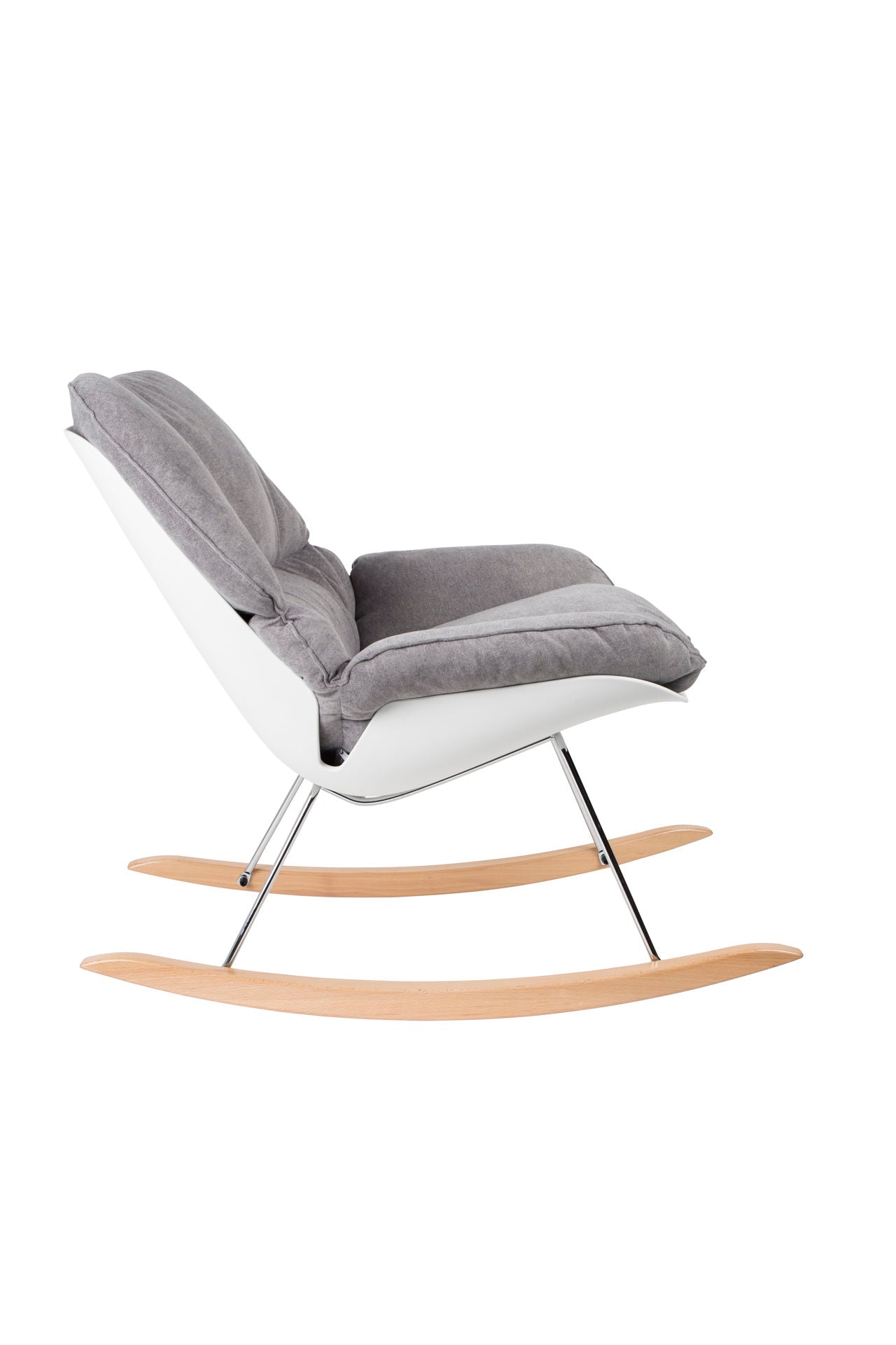 Nancy's East Renton Highlands Lounge Chair - Modern - Grijs, Wit, Naturel - Polypropyleen, Schuim, Hout - 98 cm x 76 cm x 84 cm