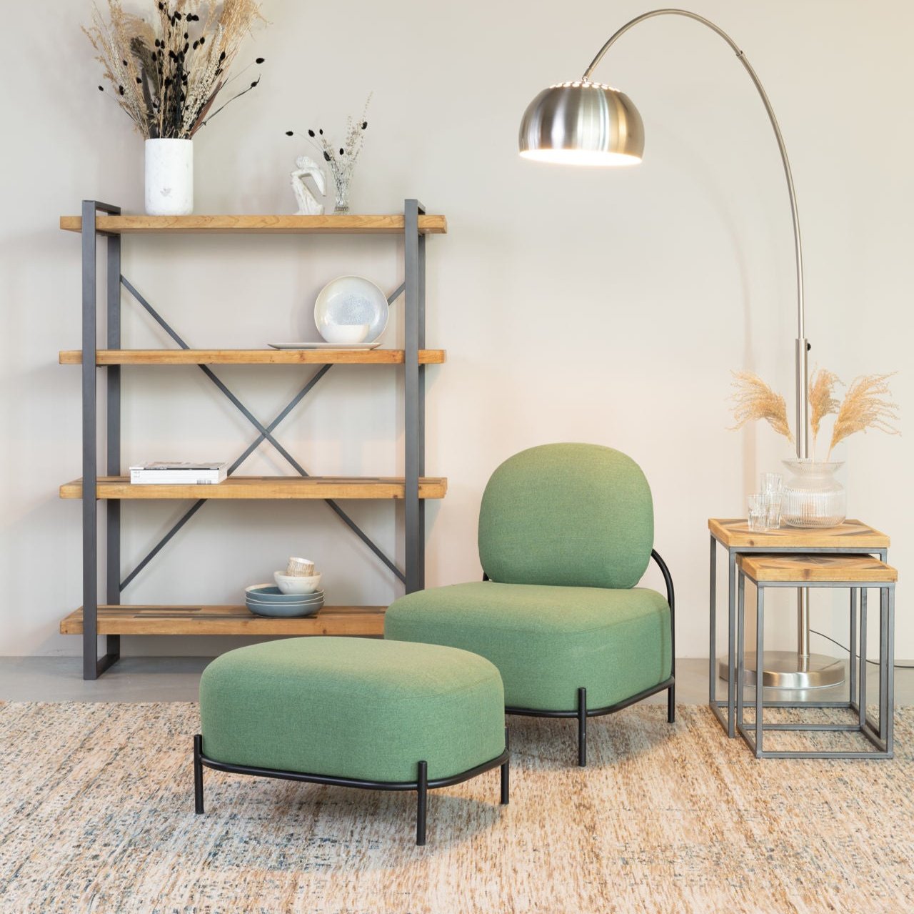 Nancy's Crestwood Fauteuil - Loungestoel - Relax Stoel - Groen - 71,5 cm x 66 cm x 77 cm