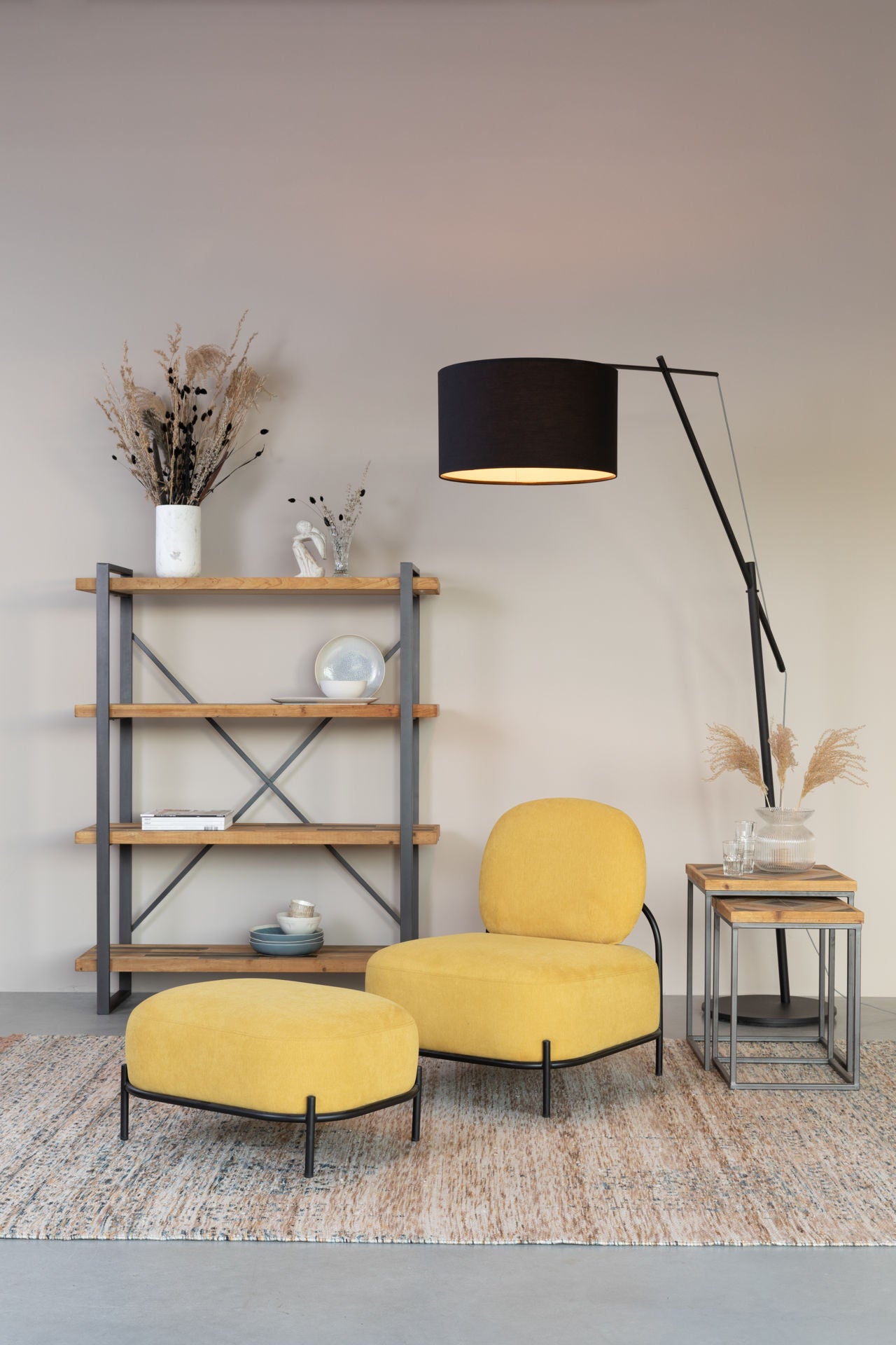 Nancy's Valencia West Lounge Chair - Modern - Yellow - Polyester, Plywood, Iron - 71.5 cm x 66 cm x 77 cm