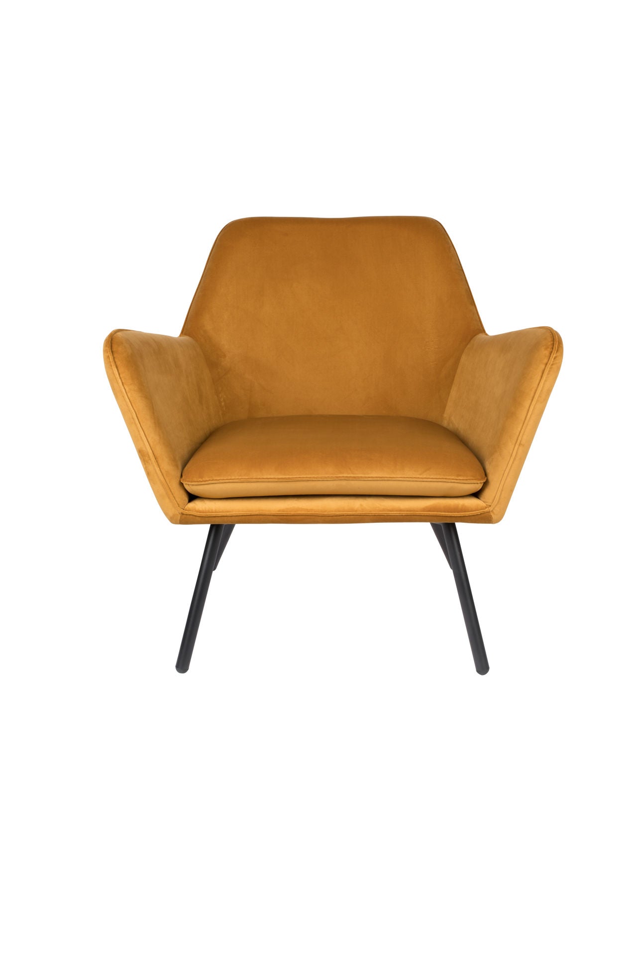 Nancy's Tomball Lounge Chair - Industrieel - Goud, Geel, Zwart - Fluweel, IJzer, Multiplex - 76 cm x 80 cm x 78 cm