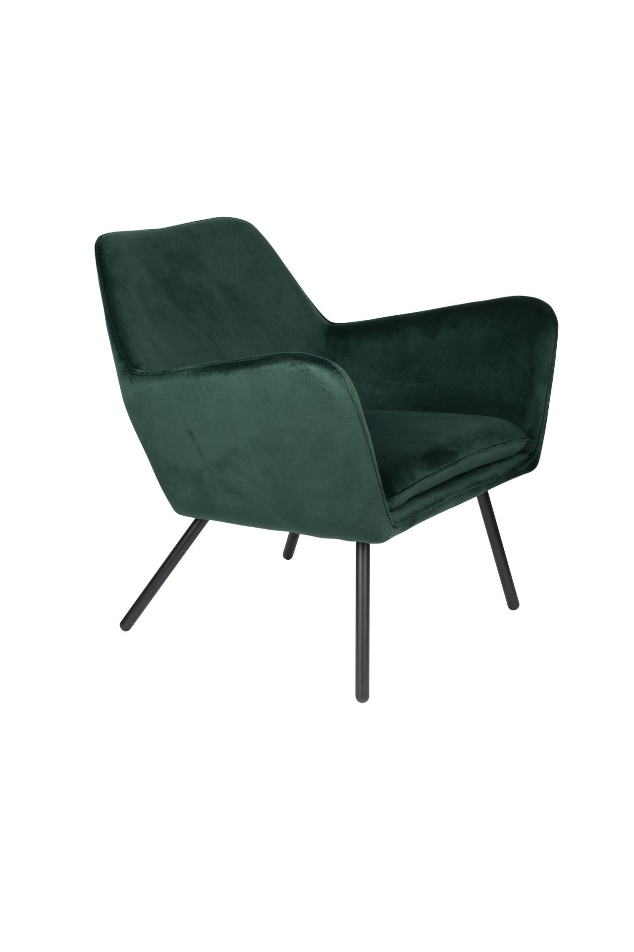Nancy's Naranja Lounge Chair - Industrieel - Groen, Zwart - Fluweel, Strijk, Multiplex - 76 cm x 80 cm x 78 cm