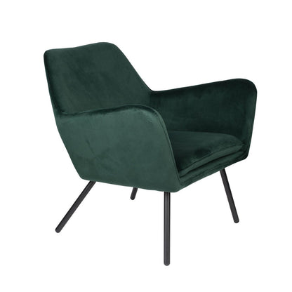 Nancy's Naranja Lounge Chair - Industrieel - Groen - Fluweel, Strijk, Multiplex - 76 cm x 80 cm x 78 cm