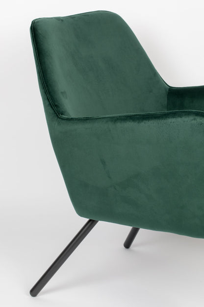 Nancy's Naranja Lounge Chair - Industrieel - Groen - Fluweel, Strijk, Multiplex - 76 cm x 80 cm x 78 cm