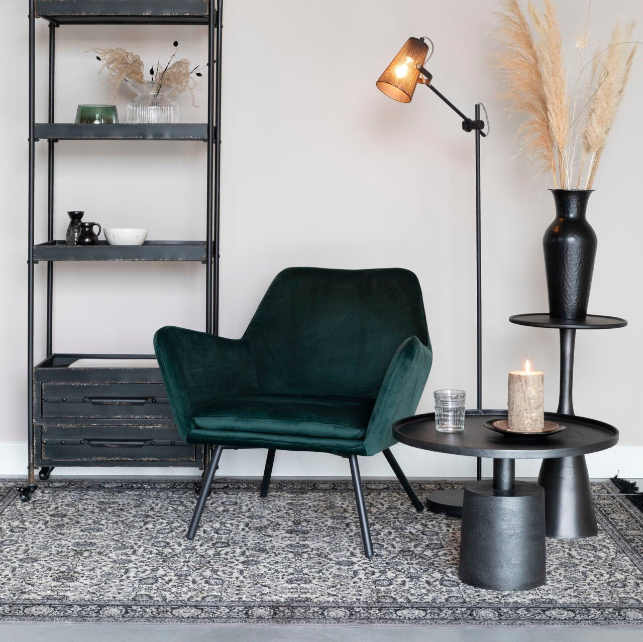 Nancy's Florida City Fauteuil - Loungestoel - Relax stoel - Groen - Fluweel - 76 cm x 80 cm x 78 cm