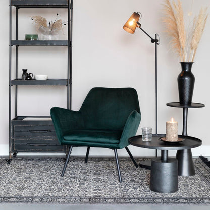 Nancy's Florida City Fauteuil - Loungestoel - Relax stoel - Groen - Fluweel - 76 cm x 80 cm x 78 cm