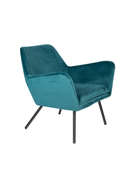 Nancy's Florida City Lounge Chair - Industriel - Bleu - Velours, Fer, Contreplaqué - 76 cm x 80 cm x 78 cm