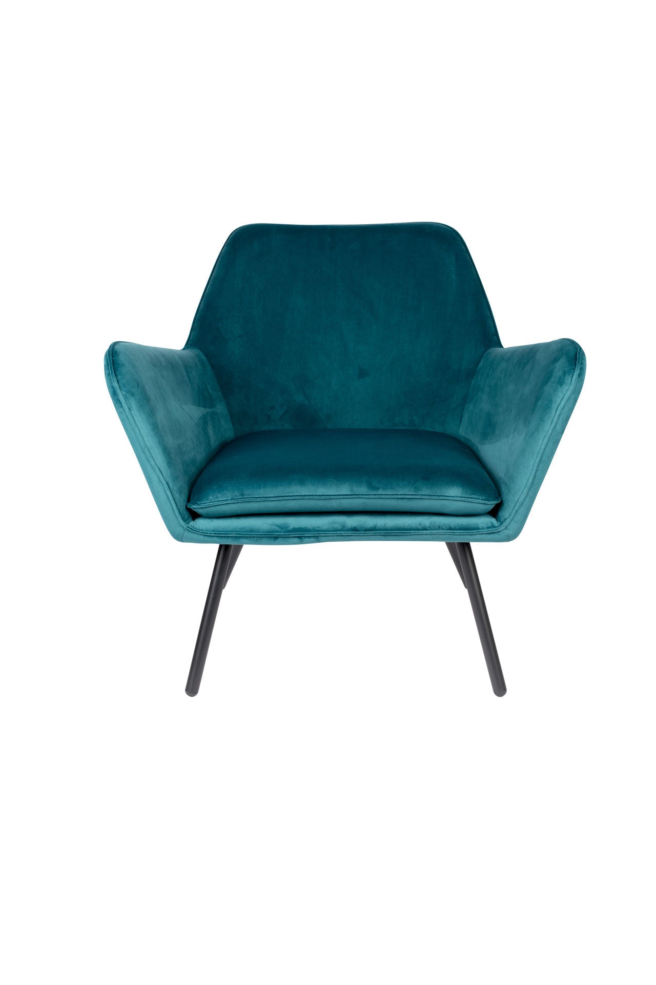 Nancy's Florida City Lounge Chair - Industrieel - Blauw- Fluweel, Strijk, Multiplex - 76 cm x 80 cm x 78 cm