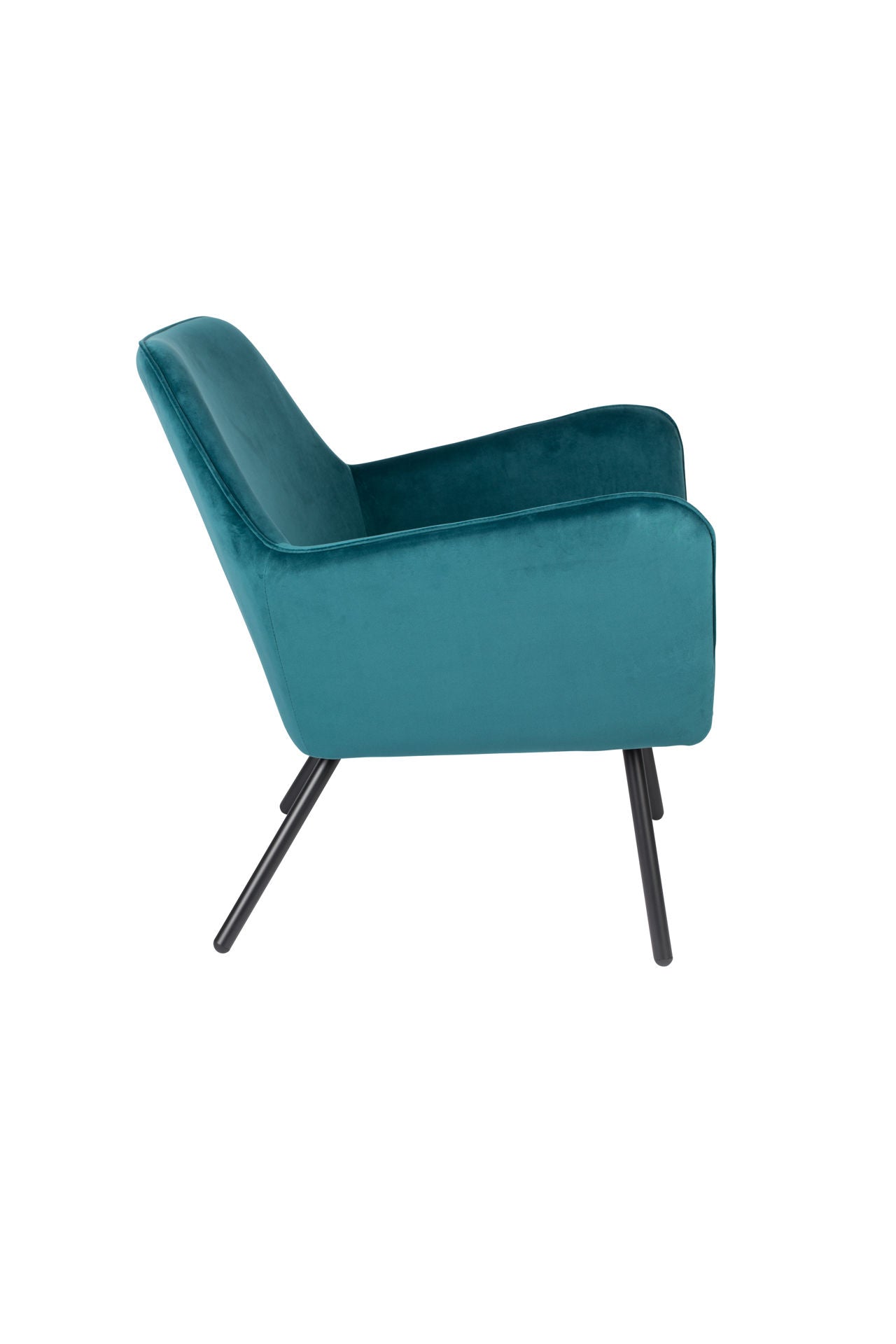 Nancy's Florida City Lounge Chair - Industrieel - Blauw- Fluweel, Strijk, Multiplex - 76 cm x 80 cm x 78 cm