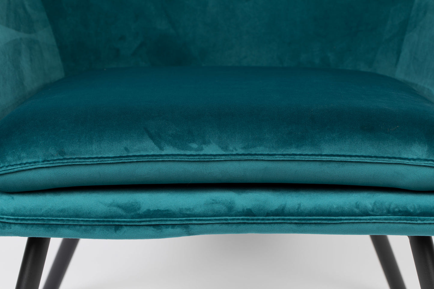 Nancy's Florida City Lounge Chair - Industriel - Bleu - Velours, Fer, Contreplaqué - 76 cm x 80 cm x 78 cm