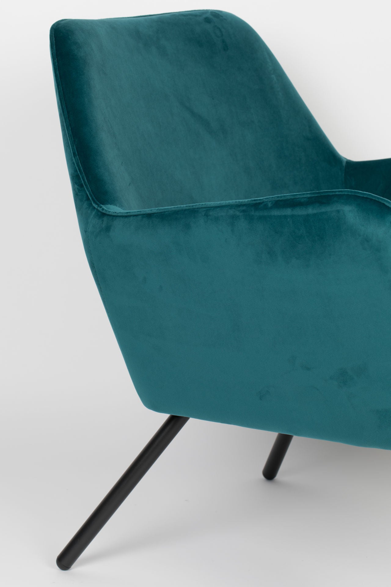 Nancy's Florida City Lounge Chair - Industriel - Bleu - Velours, Fer, Contreplaqué - 76 cm x 80 cm x 78 cm