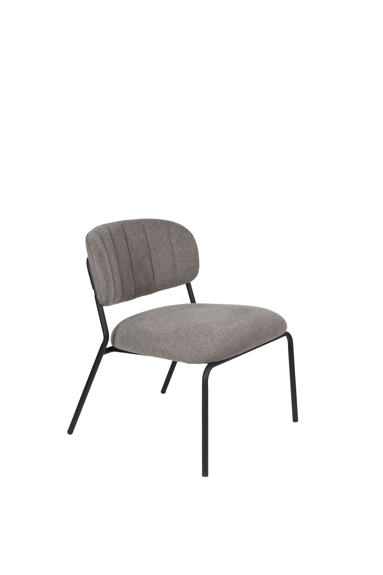 Nancy's Scotts Valley Lounge Chair - Industrieel - Grijs, Zwart - Polyester, Multiplex, Staal - 60 cm x 56 cm x 68 cm