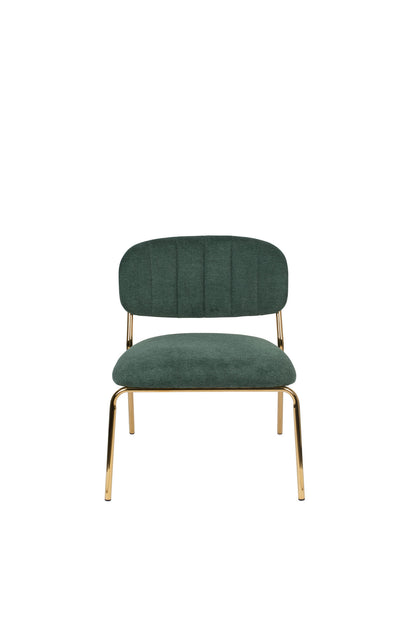 Nancy's Lake Los Angeles Lounge Chair - Industrieel - Goud, Donkergroen - Polyester, Multiplex, Staal - 60 cm x 56 cm x 68 cm