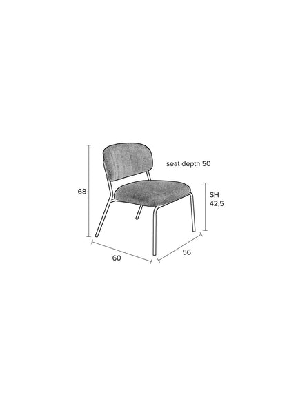 Nancy's Diamond Springs Lounge Chair - Industrieel -Lichtgroen - Polyester, Multiplex, Staal - 60 cm x 56 cm x 68 cm